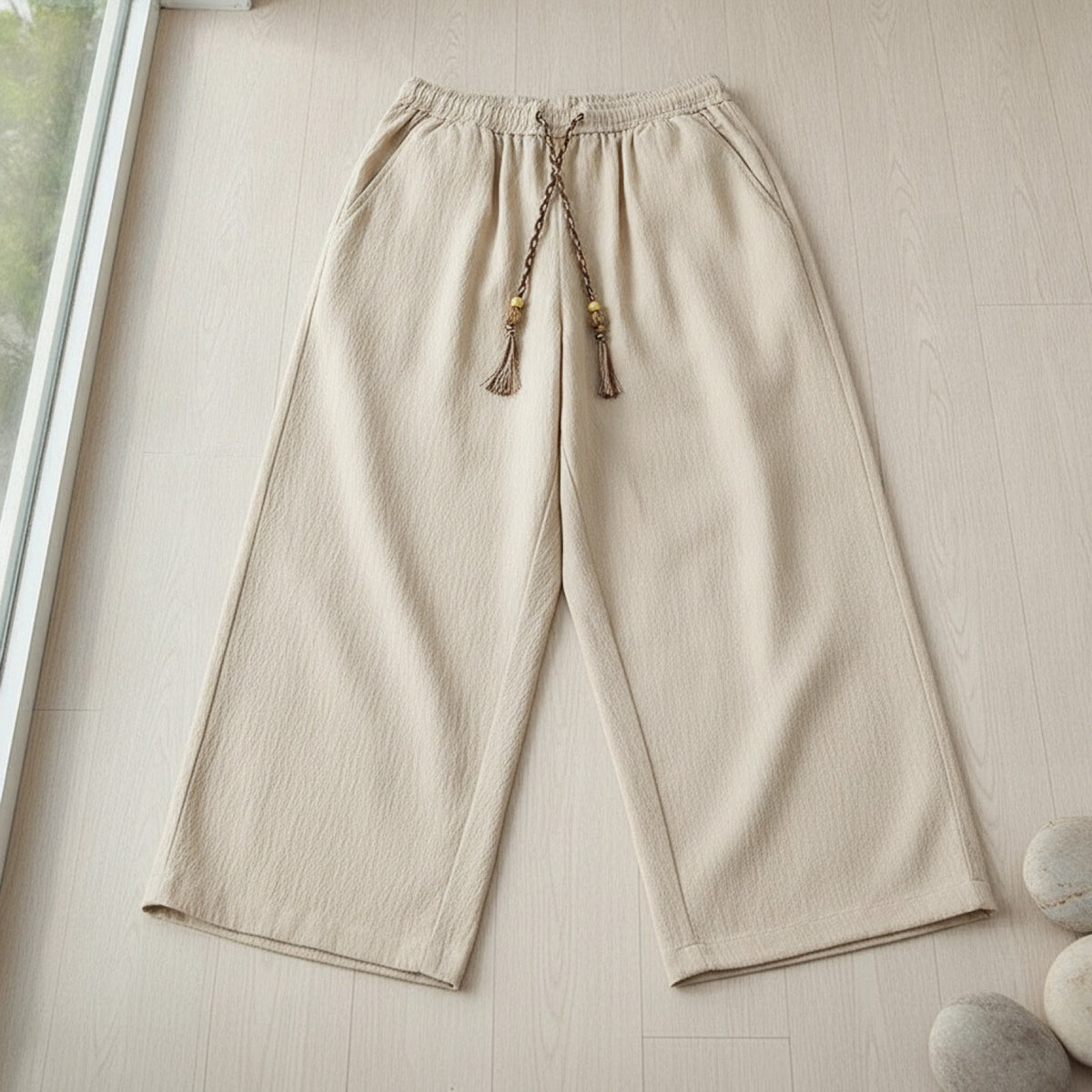 Pantalon Homme Casual Large à Taille Élastique - Confort d'Été