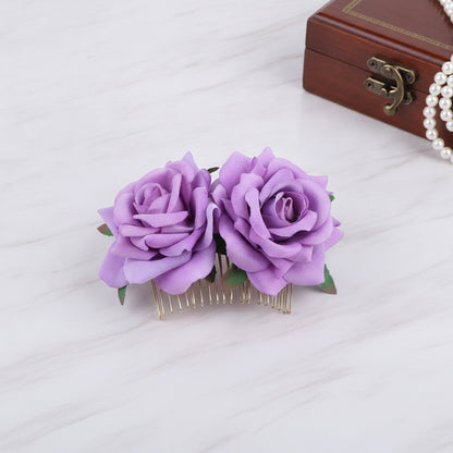 Pince à Cheveux Fleur Rose Satinée pour Femme