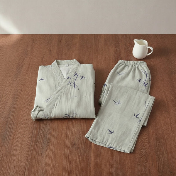 Pyjama Femme 100% Coton - Style Kimono Japonais Imprimé