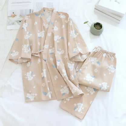 Pyjama Femme en Coton Imprimé V-Neck - Confort Printanier