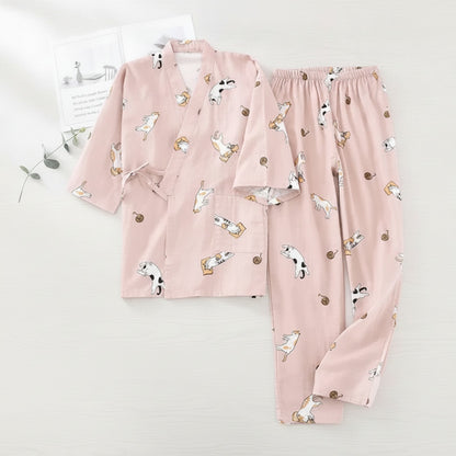 Pyjama Femme en Coton V-Neck Imprimé - CLOUD COTTON STORY