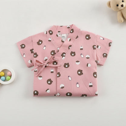 Pyjama Kimono Bébé Fille en Coton Doux - Ensemble Été Imprimé