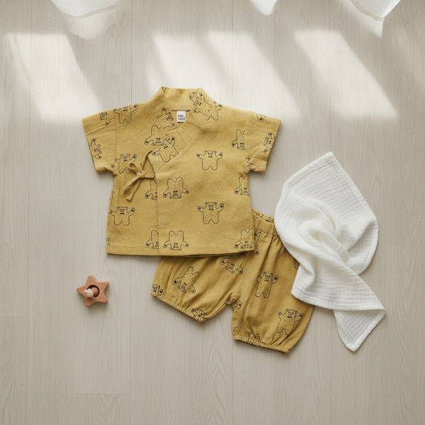 Pyjama Kimono Bébé en Coton Doux - Ensemble 2 pièces Été