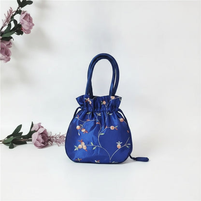 Sac à main bourse en satin avec broderies florales pour femme