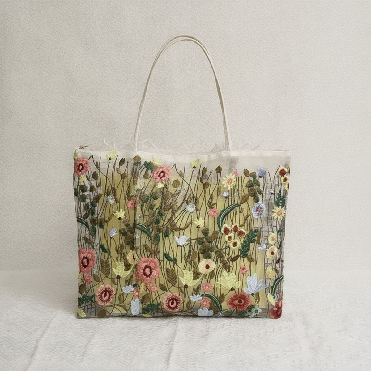 Tote Bag Fleuri Brodé – Sac Cabas Femme Style Vintage